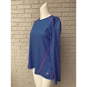 Reel Legends Freeline Women Blue White Long Sleeve Striped Shirt Size L